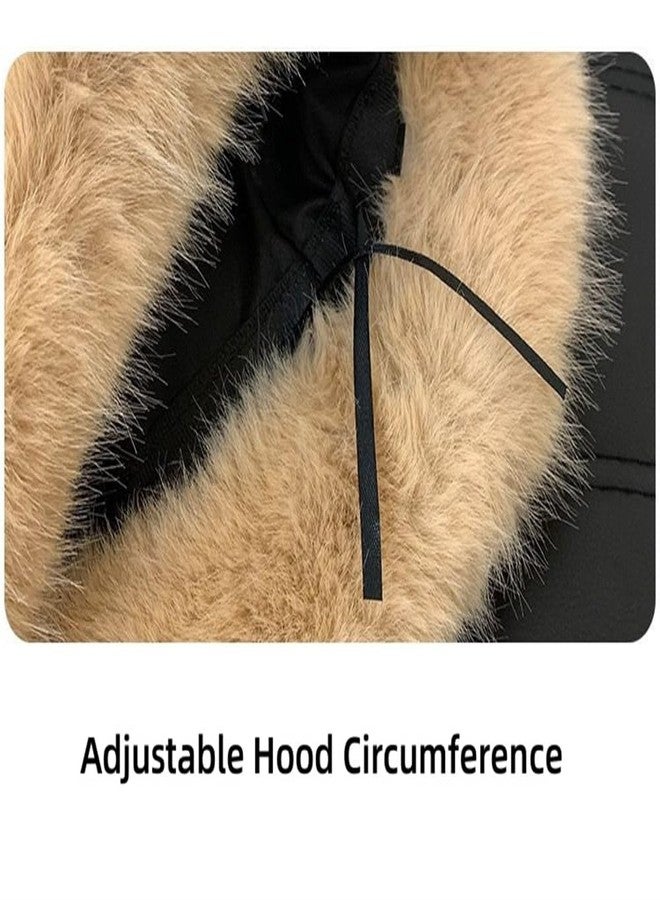 LDFWAY Winter Fluffy Faux Fur Plush Bucket Hat for Women Fuzzy Warm Fisherman Cap Outdoor Thick Winter Hat for Ladies (Black) - Image 4